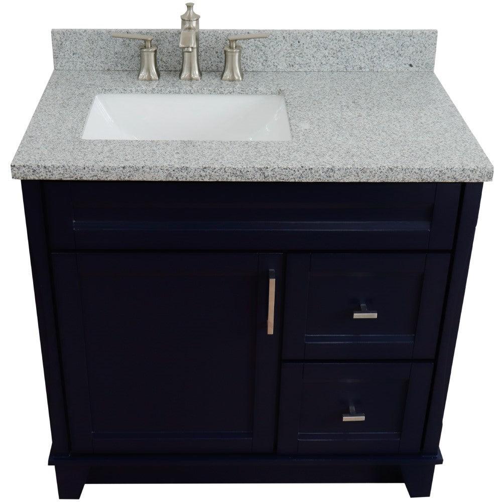 Bellaterra Blue 37" Single Sink Vanity with Counter Top and Left Sink -Left Door 400700-37L-BU