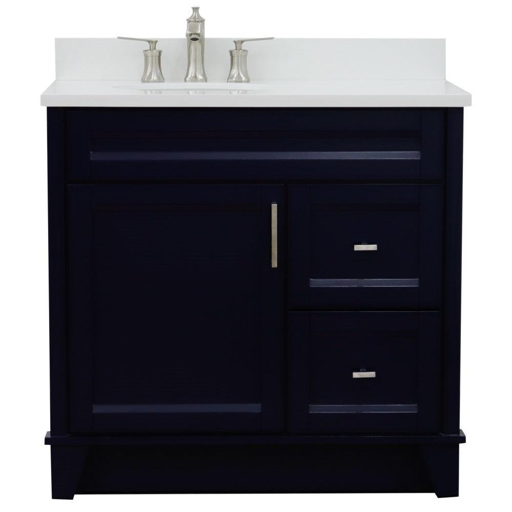 Bellaterra Blue 37" Single Sink Vanity with Counter Top and Left Sink -Left Door 400700-37L-BU