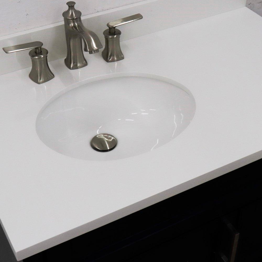 Bellaterra Blue 37" Single Sink Vanity with Counter Top and Left Sink -Left Door 400700-37L-BU
