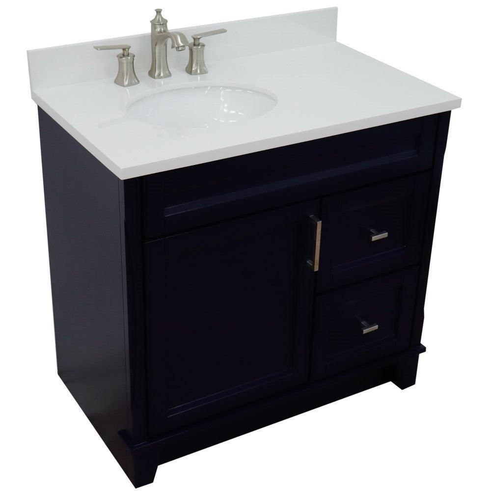 Bellaterra Blue 37" Single Sink Vanity with Counter Top and Left Sink -Left Door 400700-37L-BU