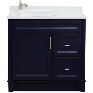 Bellaterra Blue 37" Single Sink Vanity with Counter Top and Left Sink -Left Door 400700-37L-BU