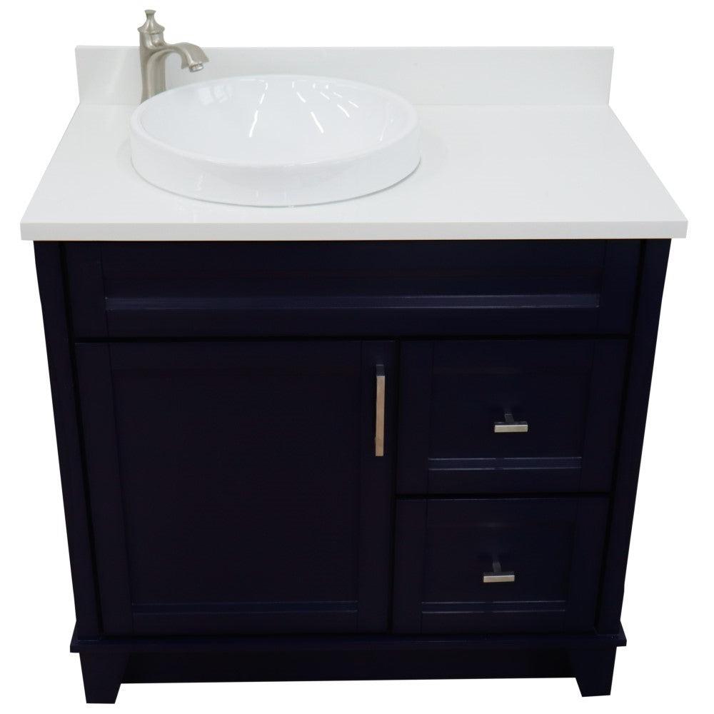 Bellaterra Blue 37" Single Sink Vanity with Counter Top and Left Sink -Left Door 400700-37L-BU