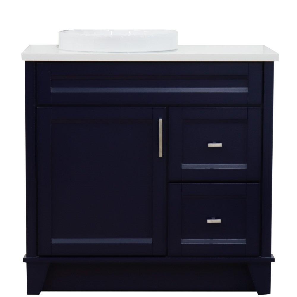 Bellaterra Blue 37" Single Sink Vanity with Counter Top and Left Sink -Left Door 400700-37L-BU