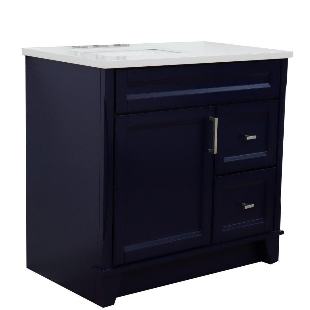 Bellaterra Blue 37" Single Sink Vanity with Counter Top and Left Sink -Left Door 400700-37L-BU