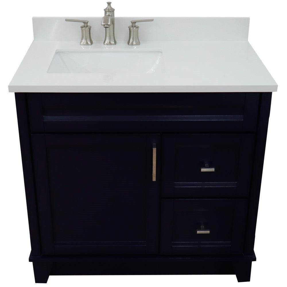 Bellaterra Blue 37" Single Sink Vanity with Counter Top and Left Sink -Left Door 400700-37L-BU