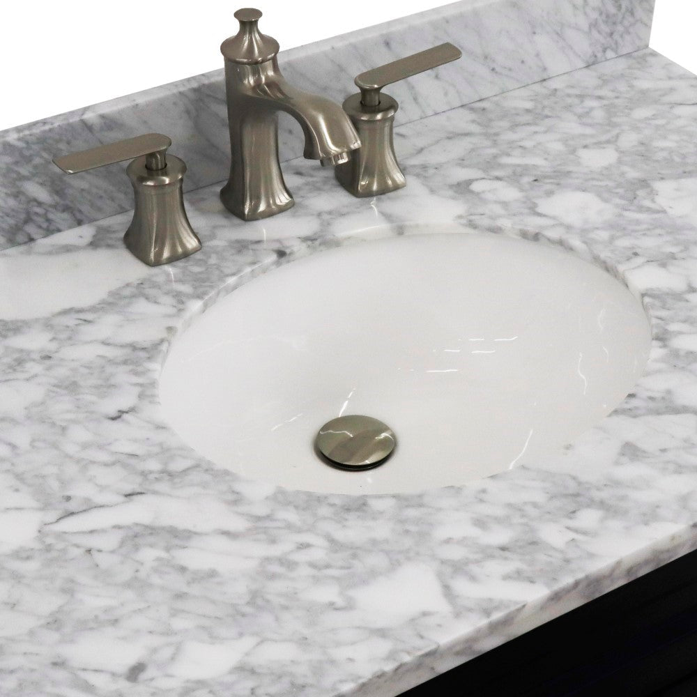 Bellaterra 37" Single Sink Gray Vanity, Counter Top and Center Sink - Left Door 400700-37L-DG Oval