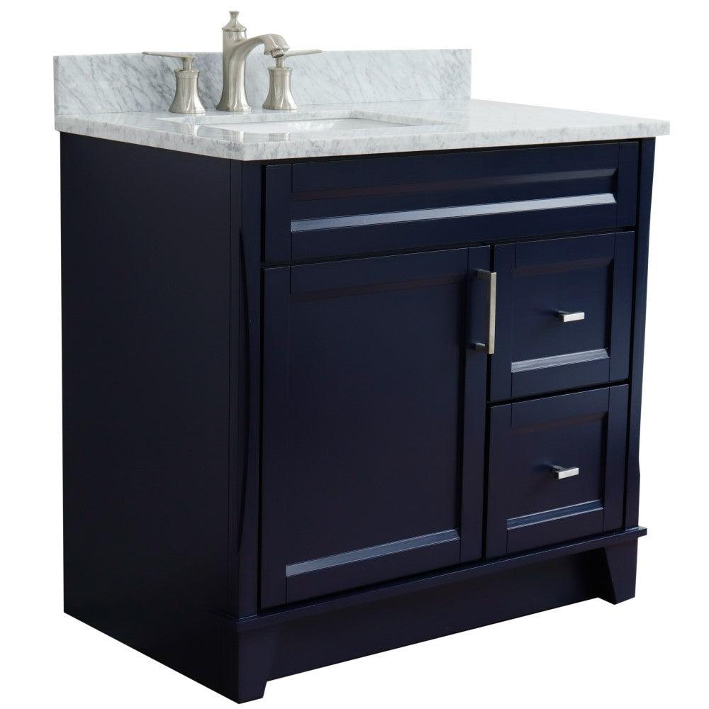 Bellaterra Blue 37" Single Sink Vanity with Counter Top and Left Sink -Left Door 400700-37L-BU