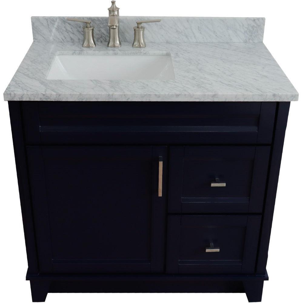 Bellaterra Blue 37" Single Sink Vanity with Counter Top and Left Sink -Left Door 400700-37L-BU