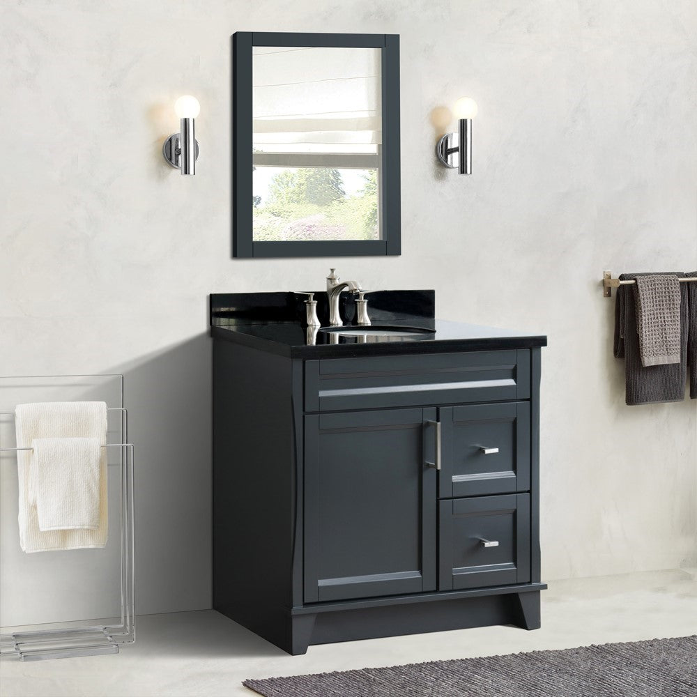 Bellaterra 37" Single Sink Gray Vanity, Counter Top and Center Sink - Left Door 400700-37L-DG