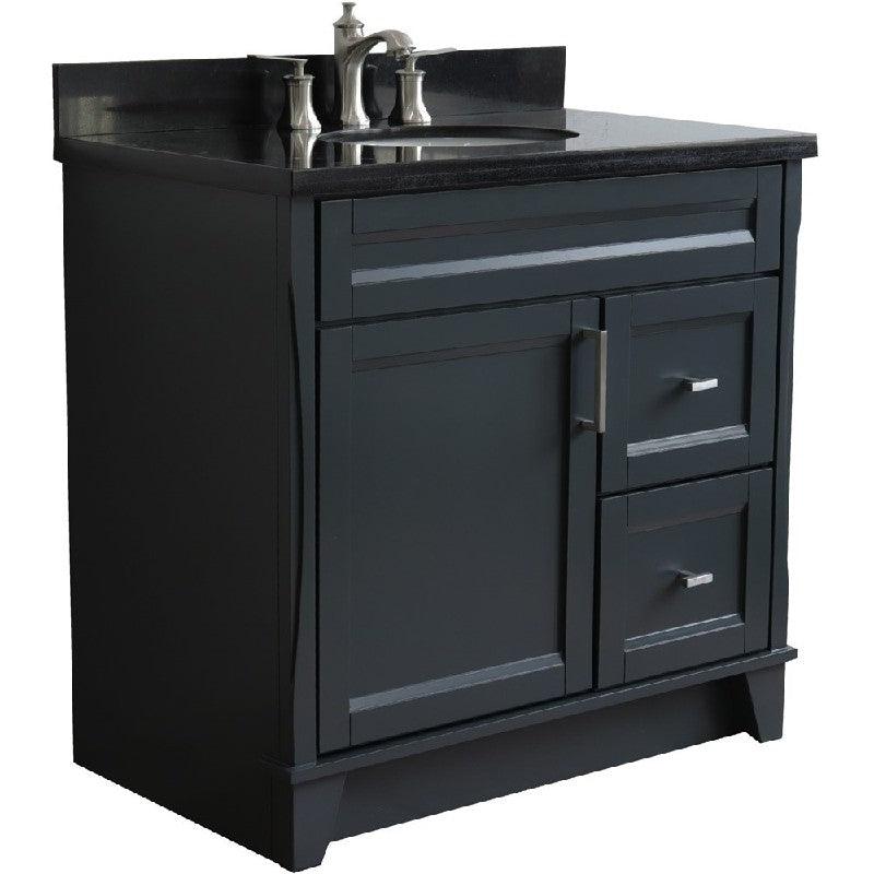 Bellaterra Gray 37" Single Sink Vanity, Center Sink- Right Drawers 400700-37R-DG Oval