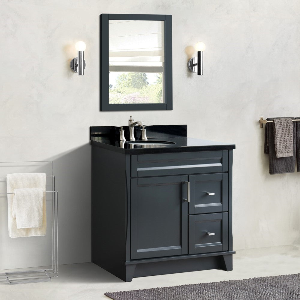 Bellaterra Gray 37" Single Sink Vanity, Left Sink & Door 400700-37L-DG Oval