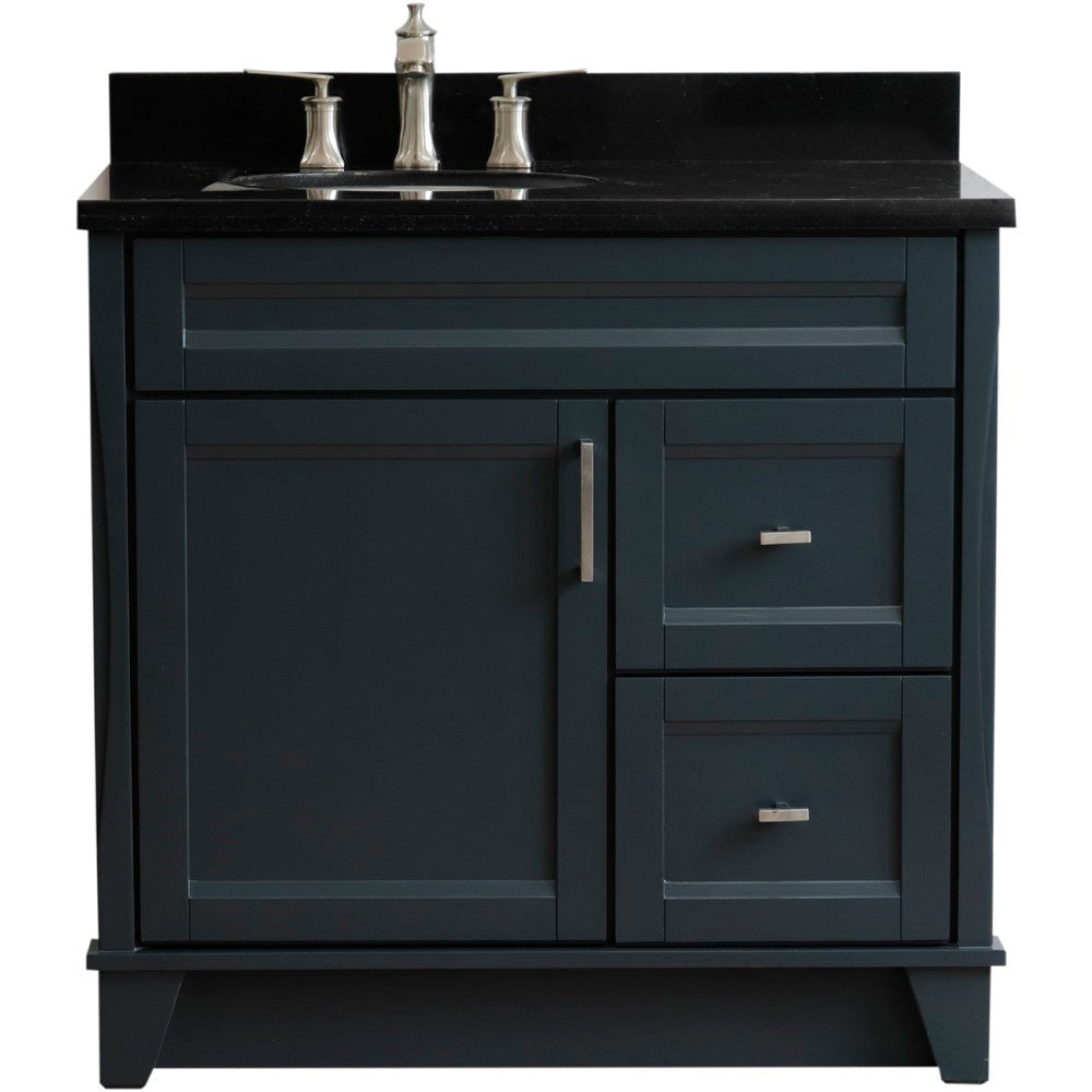 Bellaterra Gray 37" Single Sink Vanity, Left Sink & Door 400700-37L-DG Oval