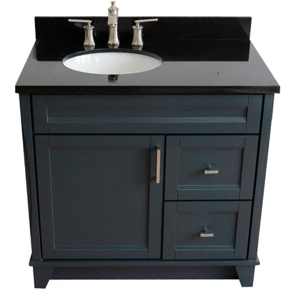 Bellaterra Gray 37" Single Sink Vanity, Left Sink & Door 400700-37L-DG Oval