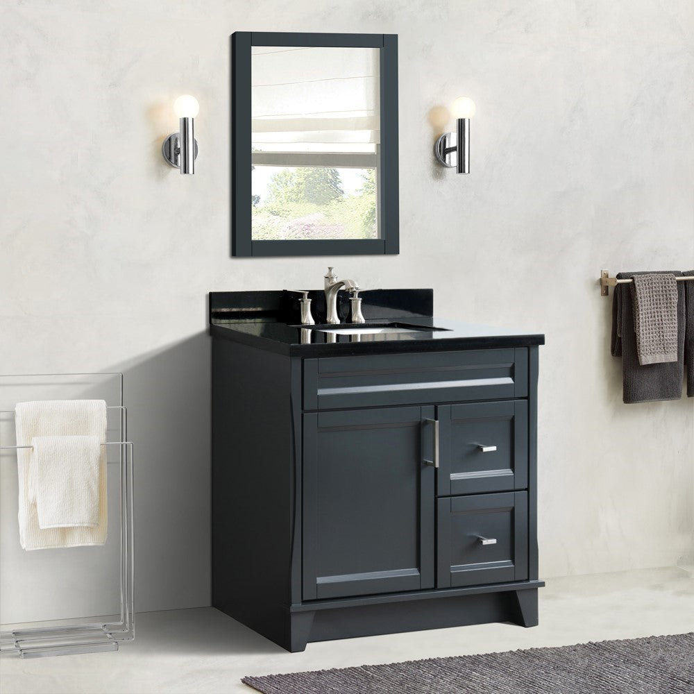 Bellaterra 37" Single Sink Gray Vanity, Counter Top and Center Sink - Left Door 400700-37L-DG Rectangle