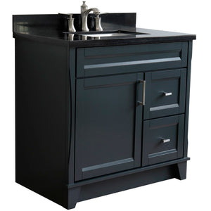 Bellaterra 37" Single Sink Gray Vanity, Counter Top and Center Sink - Left Door 400700-37L-DG Rectangle