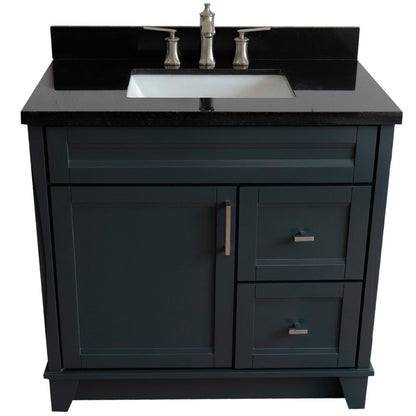 Bellaterra 37" Single Sink Gray Vanity, Counter Top and Center Sink - Left Door 400700-37L-DG Rectangle