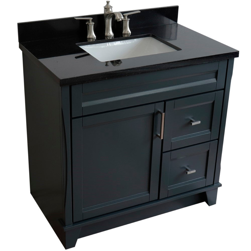 Bellaterra 37" Single Sink Gray Vanity, Counter Top and Center Sink - Left Door 400700-37L-DG Rectangle