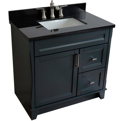 Bellaterra 37" Single Sink Gray Vanity, Counter Top and Center Sink - Left Door 400700-37L-DG Rectangle