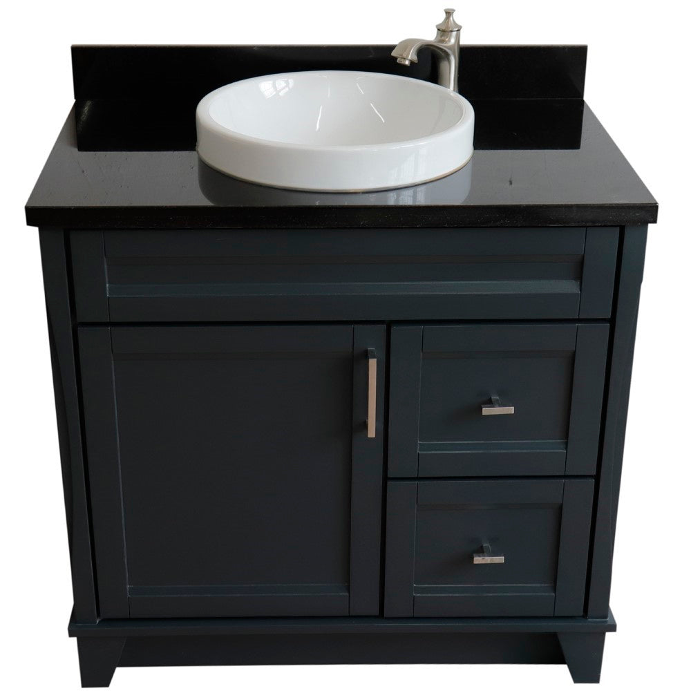 Bellaterra 37" Single Sink Gray Vanity, Counter Top and Center Sink - Left Door 400700-37L-DG Round