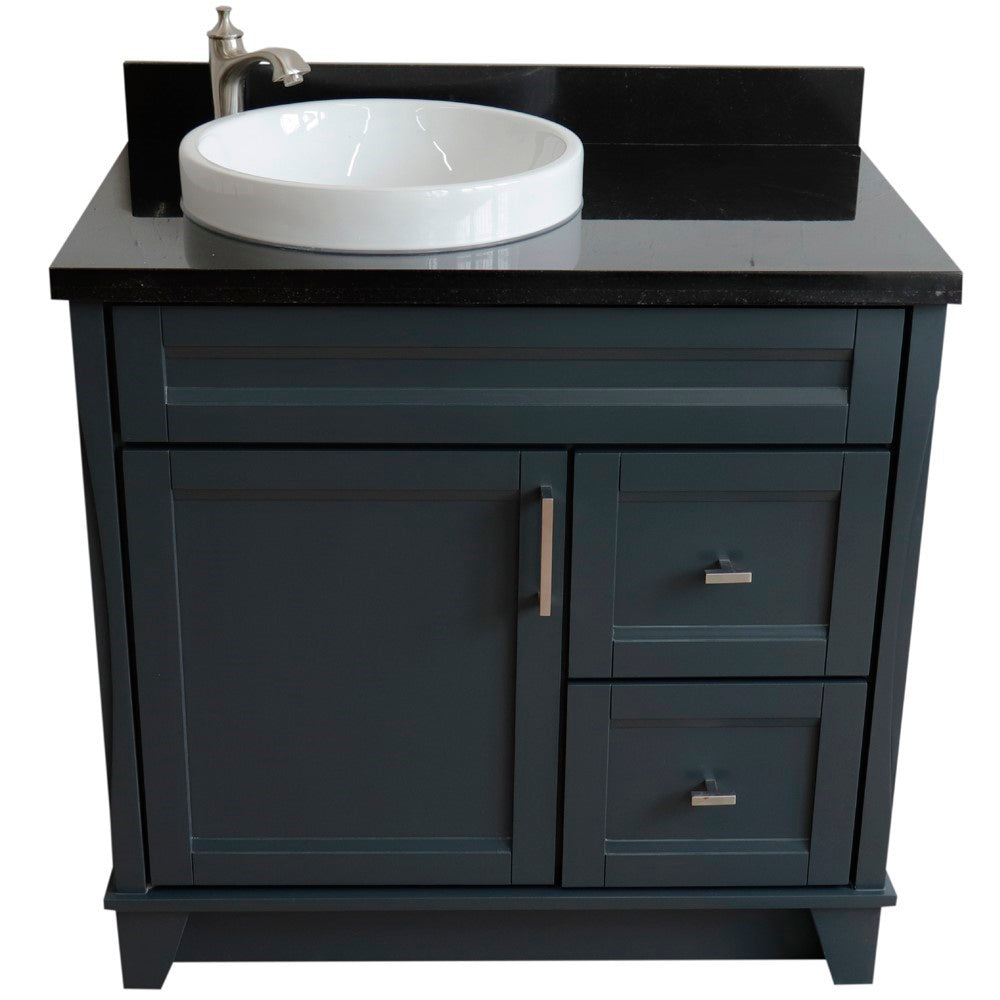 Bellaterra Gray 37" Single Sink Vanity, Left Sink & Door 400700-37L-DG Round