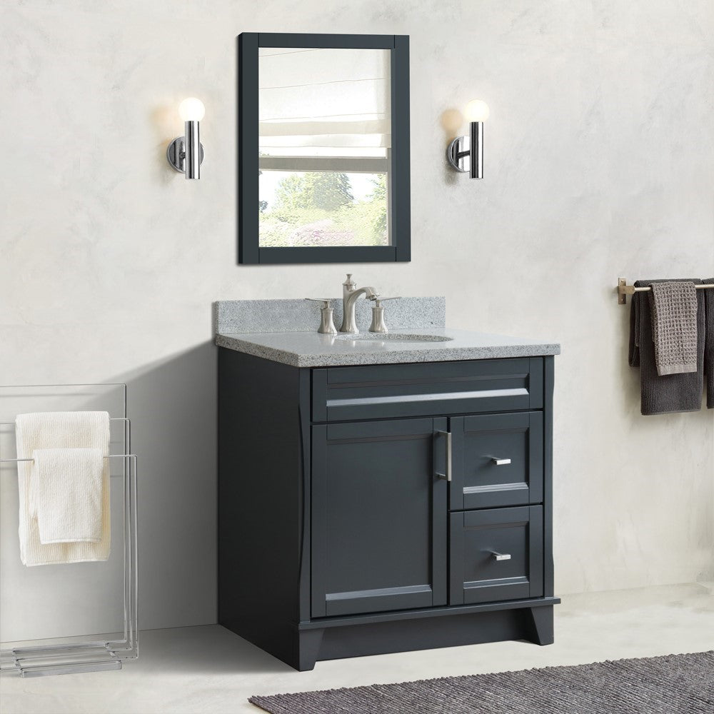 Bellaterra 37" Single Sink Gray Vanity, Counter Top and Center Sink - Left Door 400700-37L-DG Oval