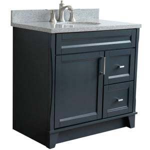Bellaterra 37" Single Sink Gray Vanity, Counter Top and Center Sink - Left Door 400700-37L-DG Oval