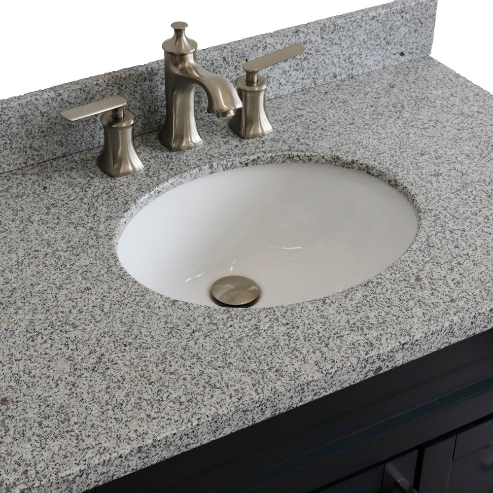 Bellaterra 37" Single Sink Gray Vanity, Counter Top and Center Sink - Left Door 400700-37L-DG Oval