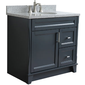 Bellaterra Gray 37" Single Sink Vanity, Center Sink- Right Drawers 400700-37R-DG Oval