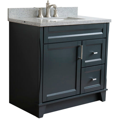 Bellaterra 37" Single Sink Gray Vanity, Counter Top and Center Sink - Left Door 400700-37L-DG Rectangle