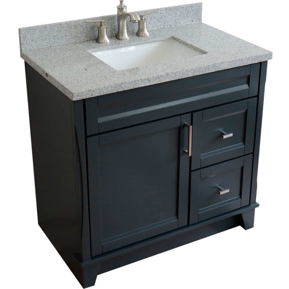 Bellaterra 37" Single Sink Gray Vanity, Counter Top and Center Sink - Left Door 400700-37L-DG Rectangle