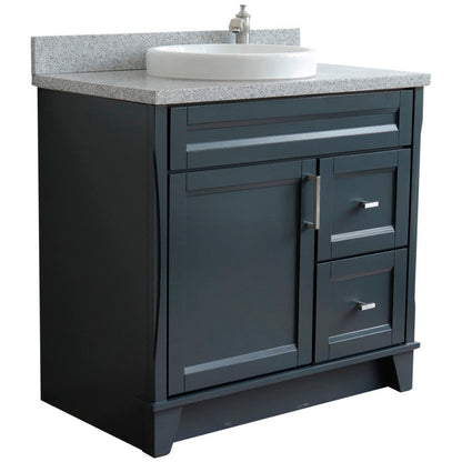 Bellaterra 37" Single Sink Gray Vanity, Counter Top and Center Sink - Left Door 400700-37L-DG Round