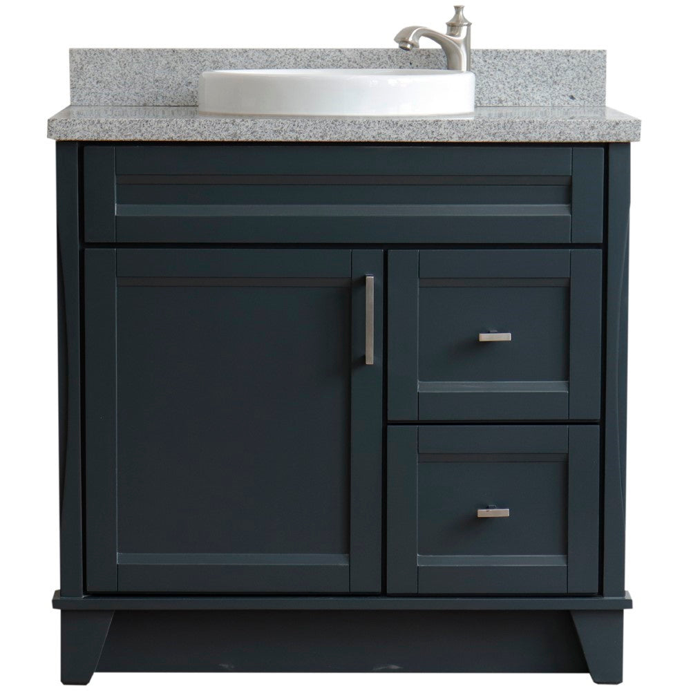 Bellaterra 37" Single Sink Gray Vanity, Counter Top and Center Sink - Left Door 400700-37L-DG Round