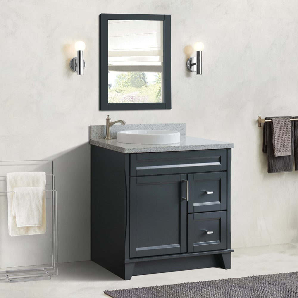 Bellaterra Gray 37" Single Sink Vanity, Left Sink & Door 400700-37L-DG Round