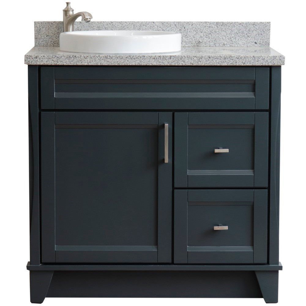 Bellaterra Gray 37" Single Sink Vanity, Left Sink & Door 400700-37L-DG Round