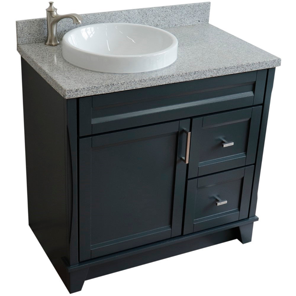 Bellaterra Gray 37" Single Sink Vanity, Left Sink & Door 400700-37L-DG Round