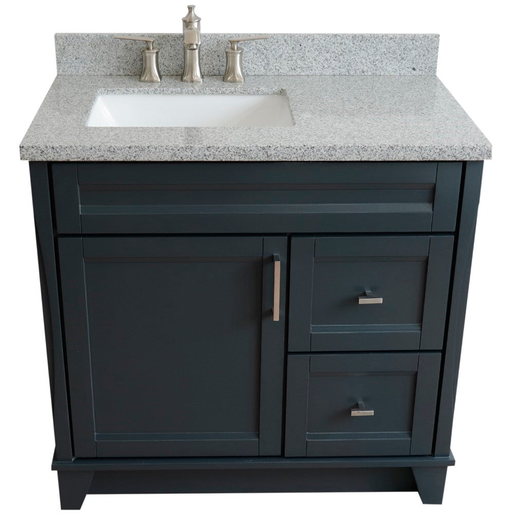 Bellaterra Gray 37" Single Sink Vanity, Left Sink & Door 400700-37L-DG Rectangle