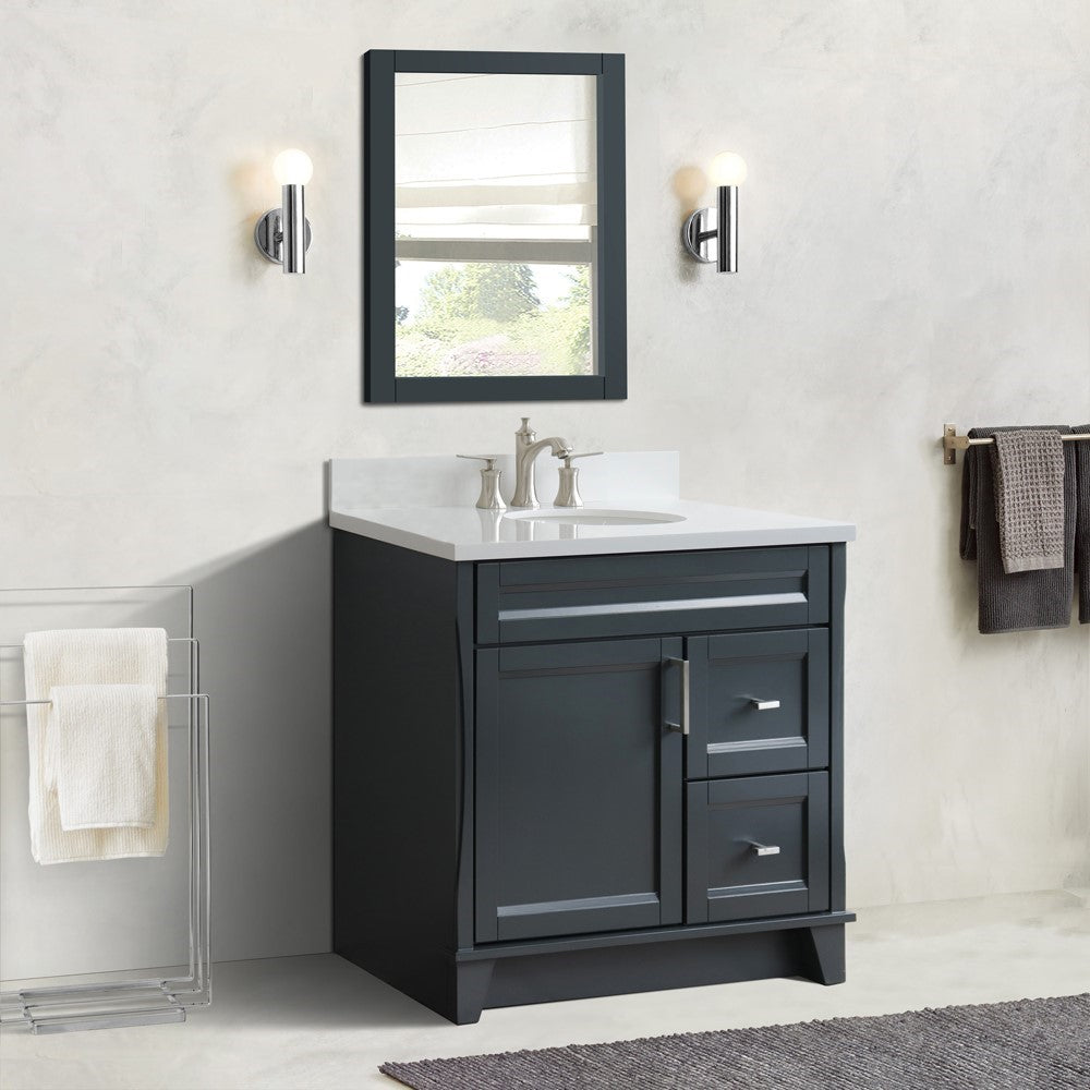 Bellaterra 37" Single Sink Gray Vanity, Counter Top and Center Sink - Left Door 400700-37L-DG Oval