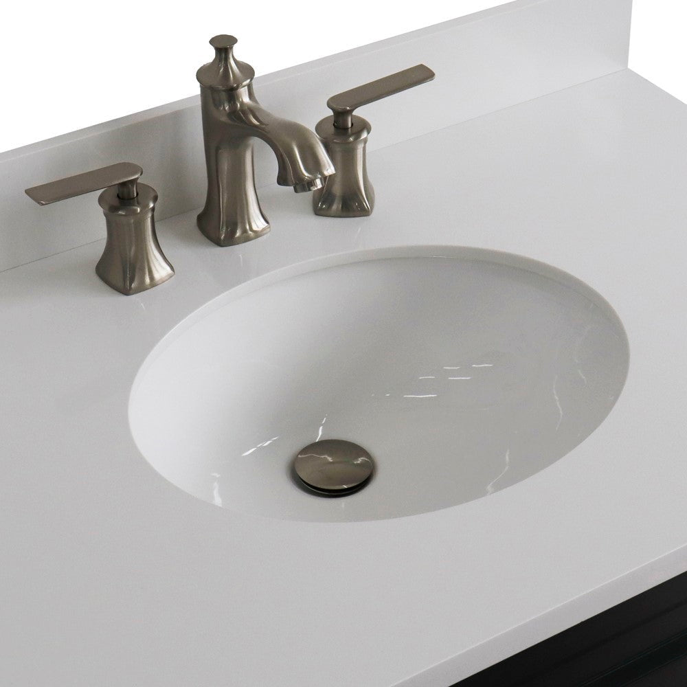 Bellaterra 37" Single Sink Gray Vanity, Counter Top and Center Sink - Left Door 400700-37L-DG Oval