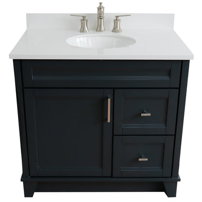 Bellaterra 37" Single Sink Gray Vanity, Counter Top and Center Sink - Left Door 400700-37L-DG Oval