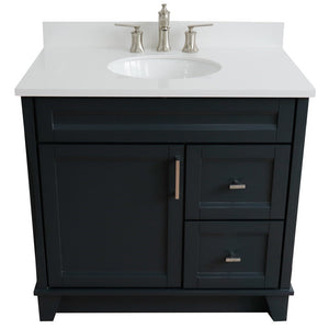 Bellaterra 37" Single Sink Gray Vanity, Counter Top and Center Sink - Left Door 400700-37L-DG Oval
