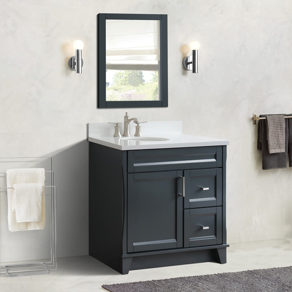 Bellaterra Gray 37" Single Sink Vanity, Left Sink & Door 400700-37L-DG Oval