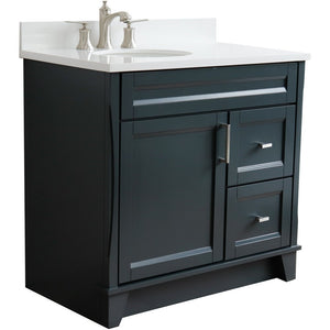 Bellaterra Gray 37" Single Sink Vanity, Left Sink & Door 400700-37L-DG Oval