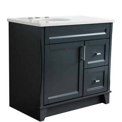 Bellaterra Gray 37" Single Sink Vanity, Left Sink & Door 400700-37L-DG Oval