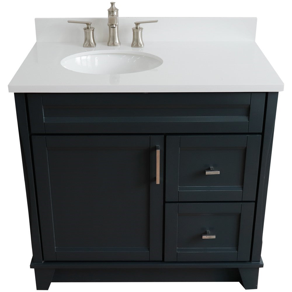 Bellaterra Gray 37" Single Sink Vanity, Left Sink & Door 400700-37L-DG Oval