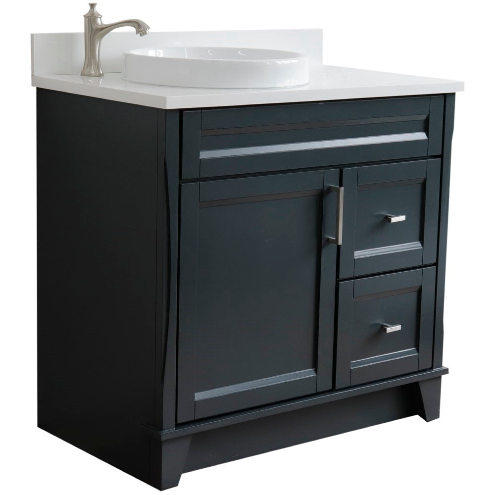 Bellaterra Gray 37" Single Sink Vanity, Left Sink & Door 400700-37L-DG Round