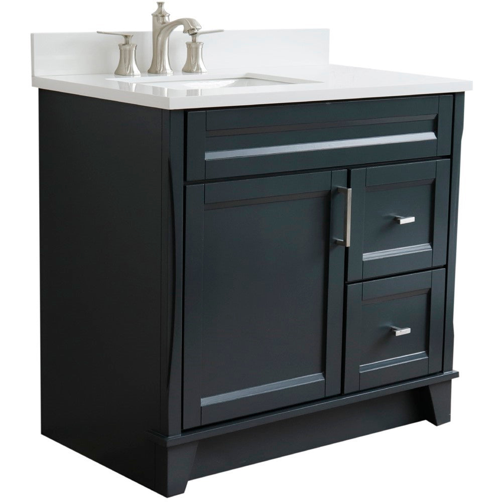 Bellaterra Gray 37" Single Sink Vanity, Left Sink & Door 400700-37L-DG Rectangle