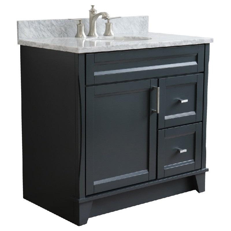 Bellaterra Gray 37" Single Sink Vanity, Center Sink- Right Drawers 400700-37R-DG Oval