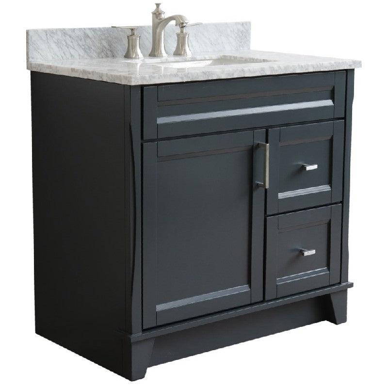 Bellaterra 37" Single Sink Gray Vanity, Counter Top and Center Sink - Left Door 400700-37L-DG