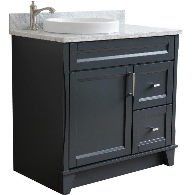 Bellaterra Gray 37" Single Sink Vanity, Left Sink & Door 400700-37L-DG Round