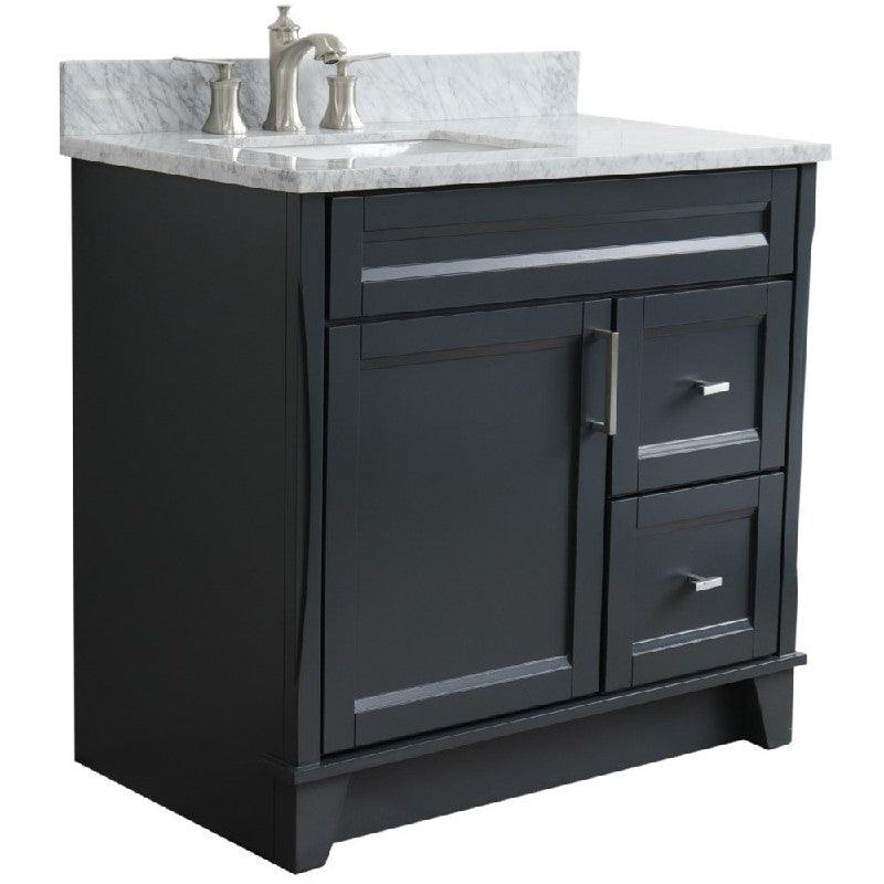 Bellaterra Gray 37" Single Sink Vanity, Left Sink & Door 400700-37L-DG Rectangle